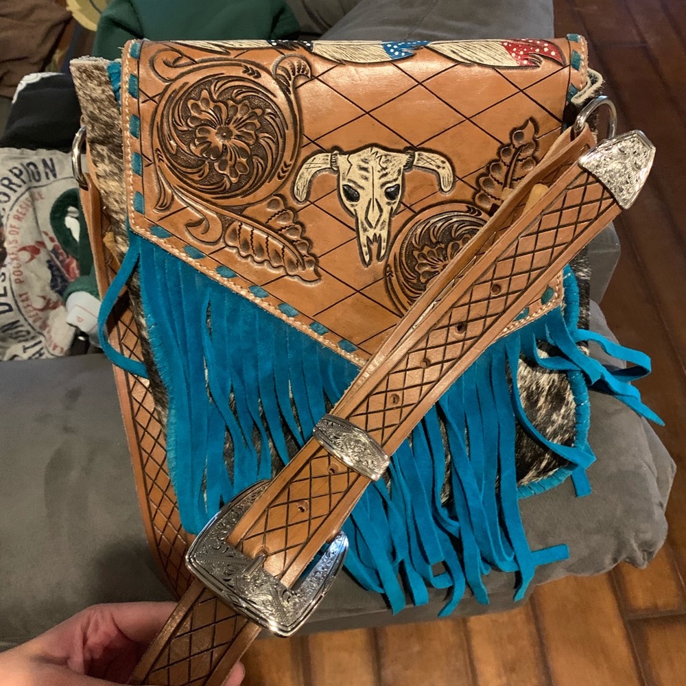 Custom leather tooled purse